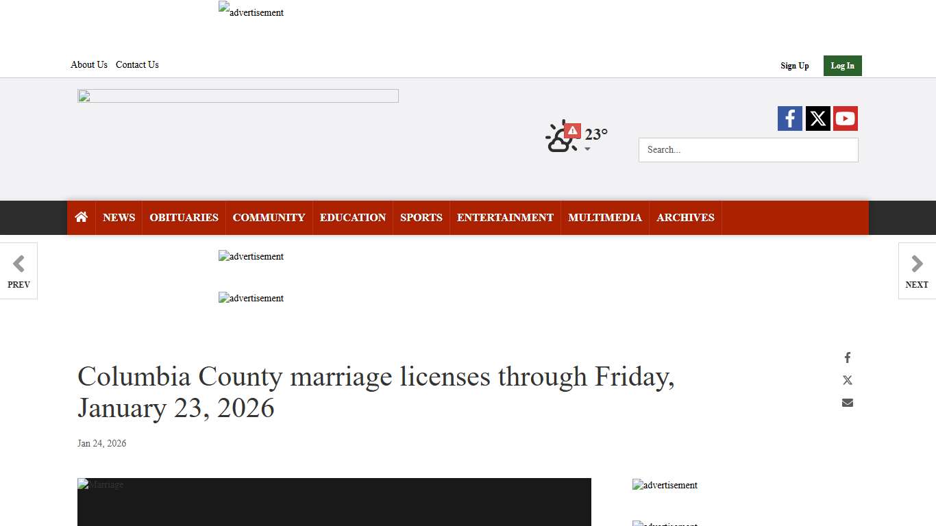 Columbia County marriage licenses through Friday, January 23, 2026 Public Records magnoliareporter.com